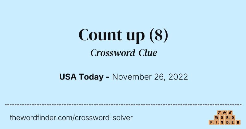 Count up crossword clue image