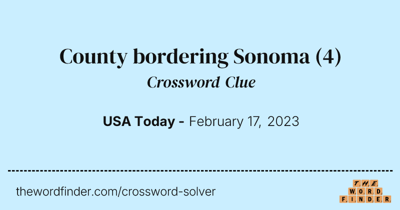 County bordering Sonoma crossword clue image
