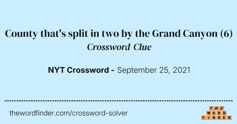 County that's split in two by the Grand Canyon crossword clue image