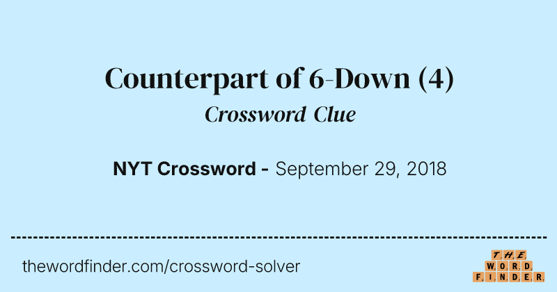 Counterpart of 6-Down crossword clue image