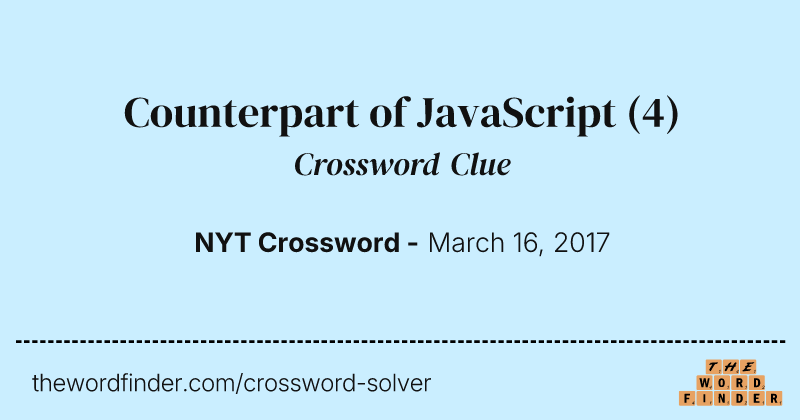 Counterpart of JavaScript crossword clue image