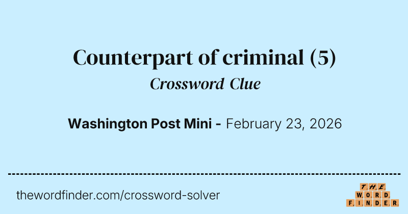 Counterpart of criminal crossword clue image