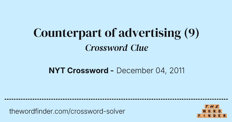 Counterpart of advertising crossword clue image