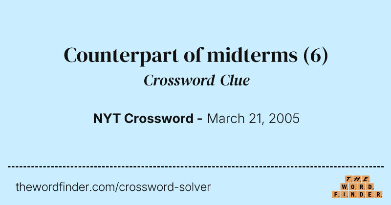 Counterpart of midterms crossword clue image
