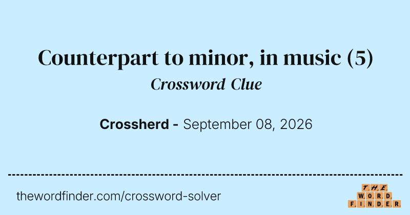 Counterpart to minor, in music crossword clue image