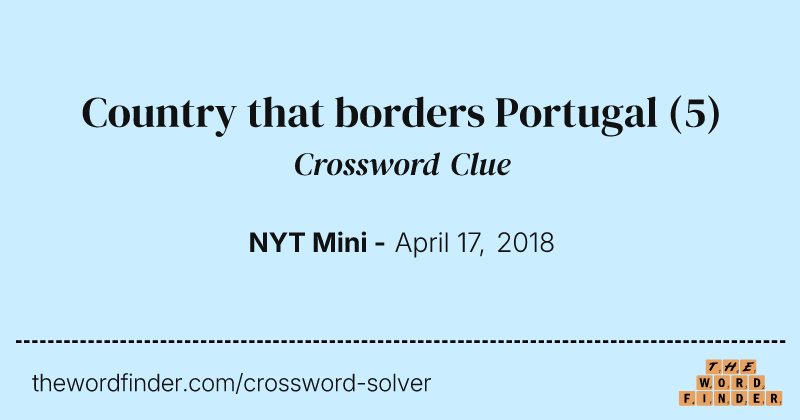 Country that borders Portugal crossword clue image