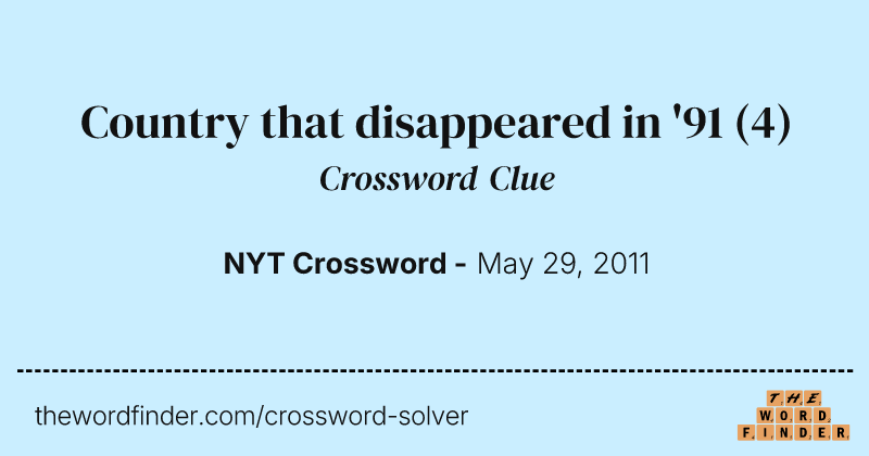 Country that disappeared in '91 crossword clue image