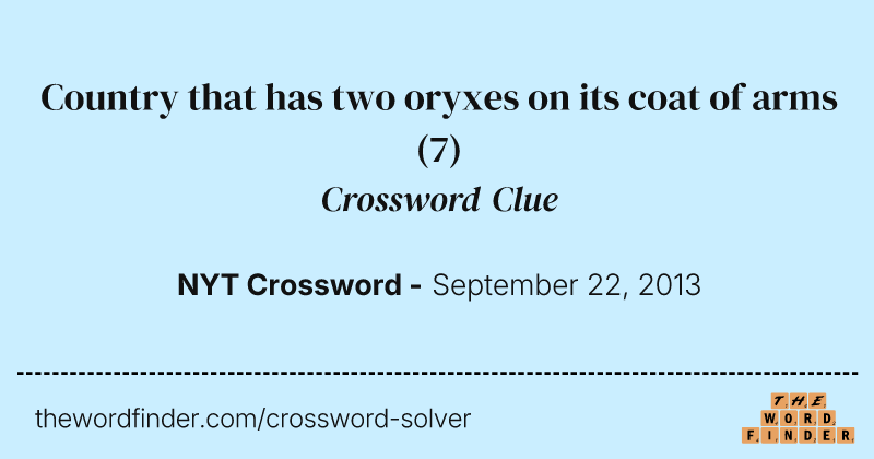 Country that has two oryxes on its coat of arms crossword clue image