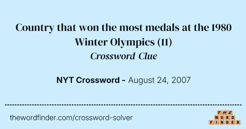 Country that won the most medals at the 1980 Winter Olympics crossword clue image