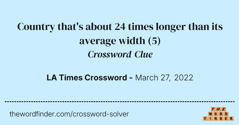 Country that's about 24 times longer than its average width crossword clue image
