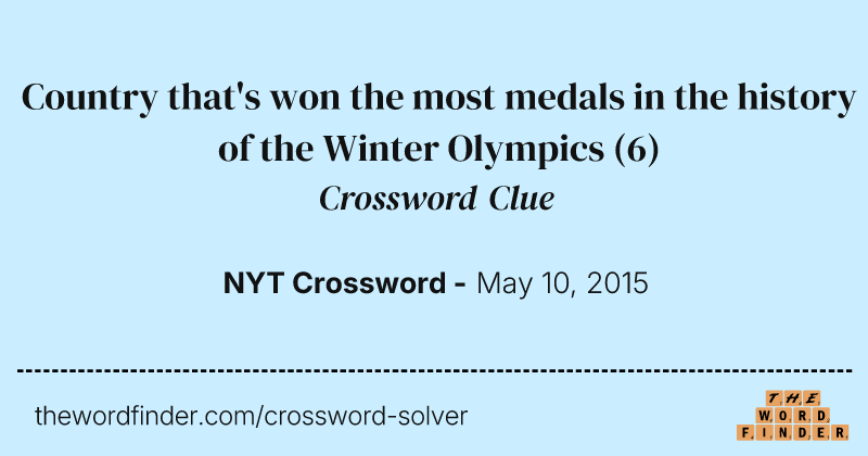 Country that's won the most medals in the history of the Winter Olympics crossword clue image