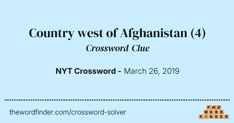 Country west of Afghanistan crossword clue image