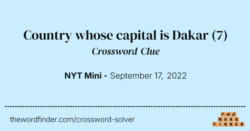 Country whose capital is Dakar crossword clue image