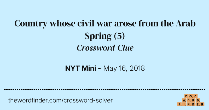 Country whose civil war arose from the Arab Spring crossword clue image