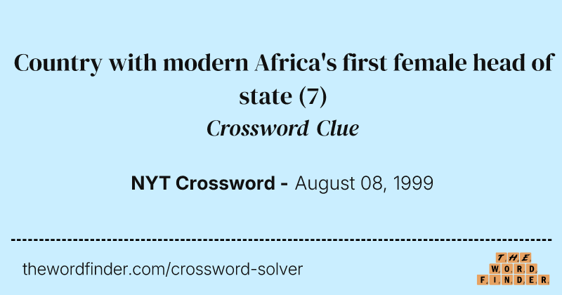 Country with modern Africa's first female head of state crossword clue image