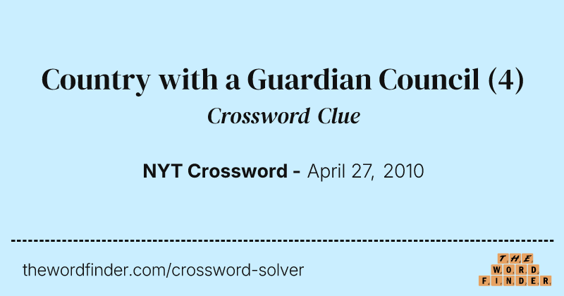 Country with a Guardian Council crossword clue image