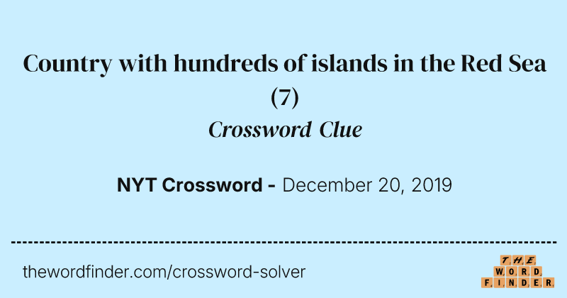 Country with hundreds of islands in the Red Sea crossword clue image