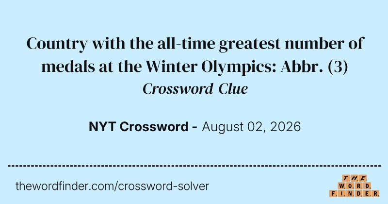 Country with the all-time greatest number of medals at the Winter Olympics: Abbr. crossword clue image
