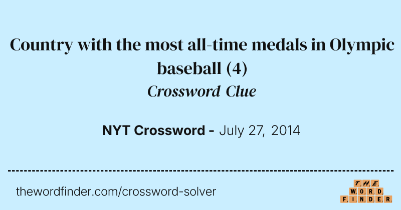 Country with the most all-time medals in Olympic baseball crossword clue image