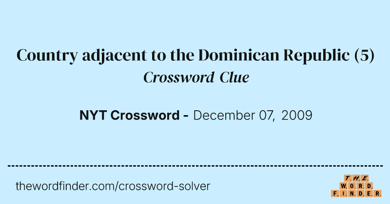 Country adjacent to the Dominican Republic crossword clue image