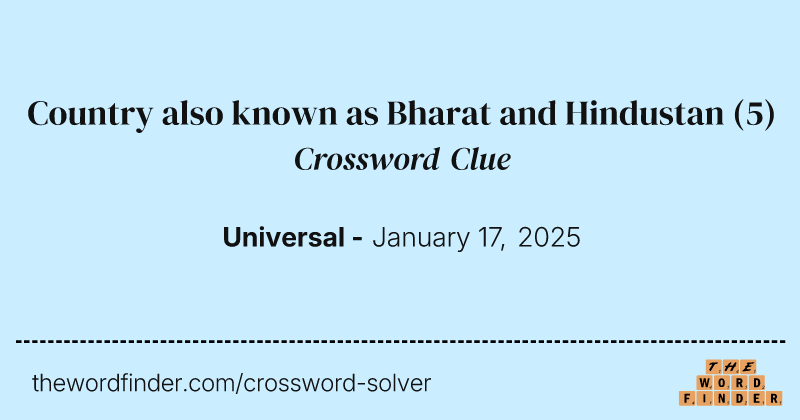 Country also known as Bharat and Hindustan crossword clue image