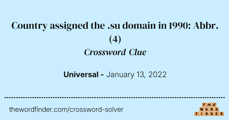 Country assigned the .su domain in 1990: Abbr. crossword clue image