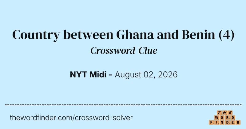 Country between Ghana and Benin crossword clue image
