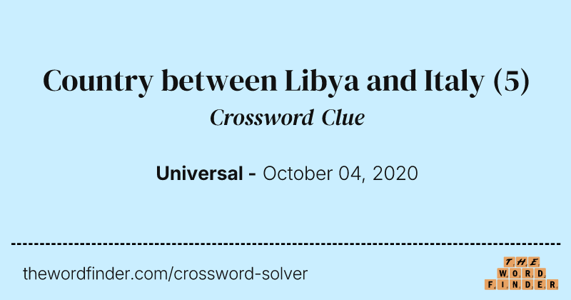 Country between Libya and Italy crossword clue image