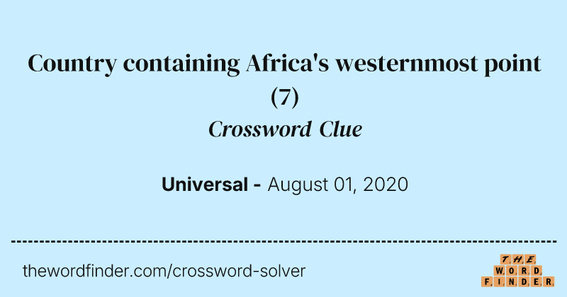 Country containing Africa's westernmost point crossword clue image