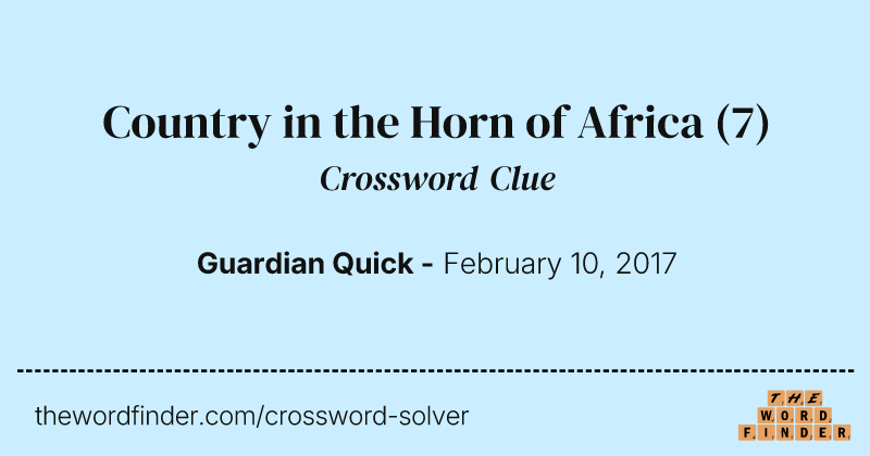 Country in the Horn of Africa crossword clue image