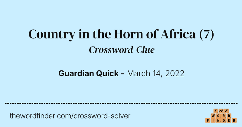 Country in the Horn of Africa crossword clue image