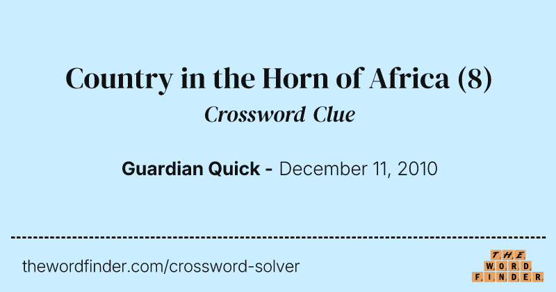 Country in the Horn of Africa crossword clue image