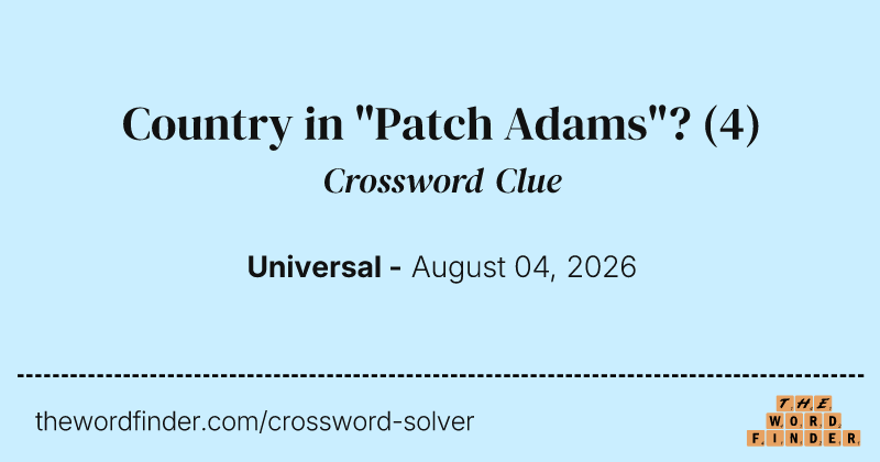 Country in "Patch Adams"? crossword clue image