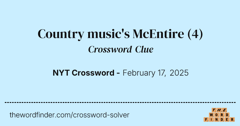 Country music's McEntire crossword clue image