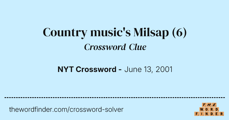 Country music's Milsap crossword clue image