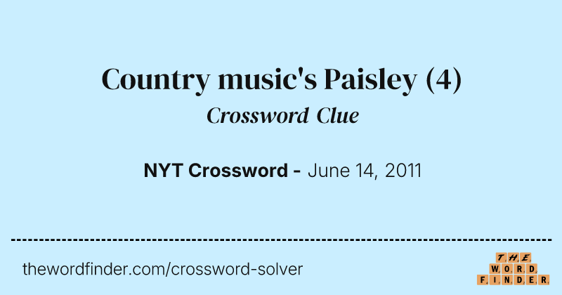 Country music's Paisley crossword clue image