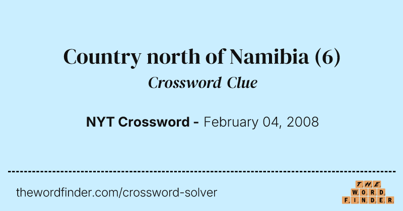 Country north of Namibia crossword clue image