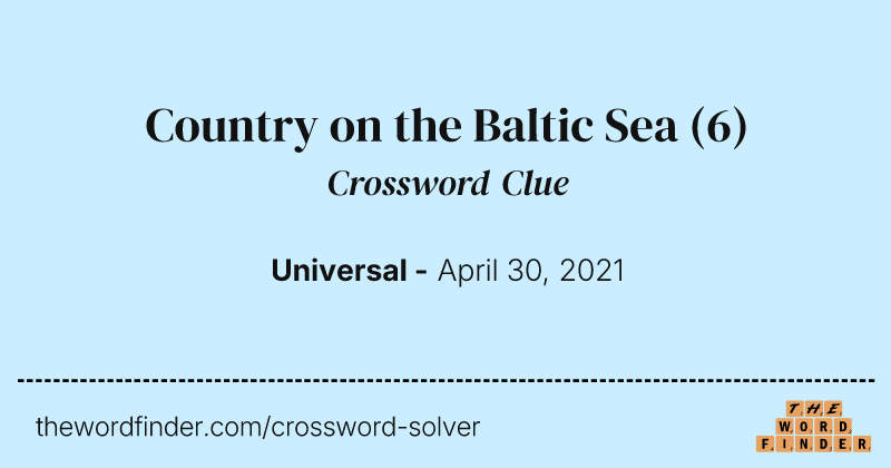Country on the Baltic Sea crossword clue image