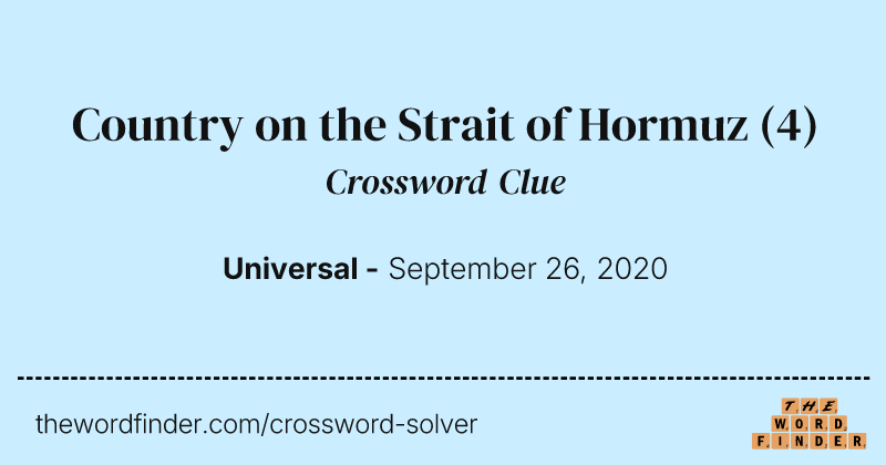 Country on the Strait of Hormuz crossword clue image