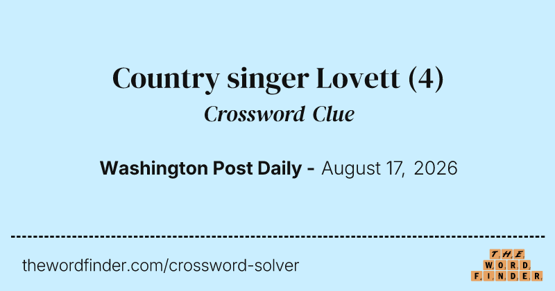 Country singer Lovett crossword clue image