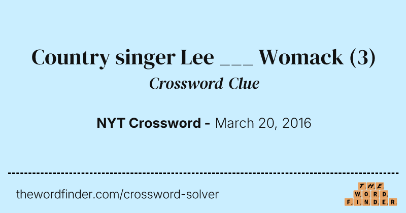 Country singer Lee ___ Womack crossword clue image