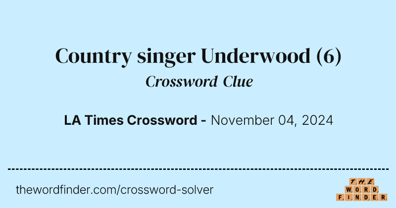 Country singer Underwood crossword clue image