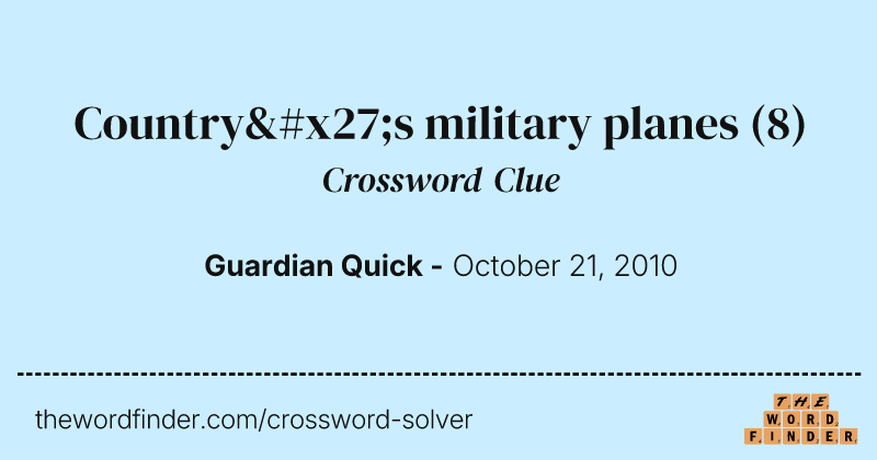 Country's military planes crossword clue image