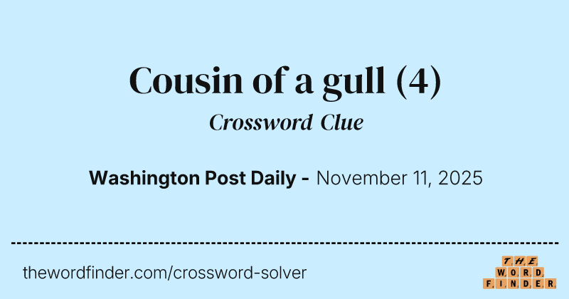 Cousin of a gull crossword clue image