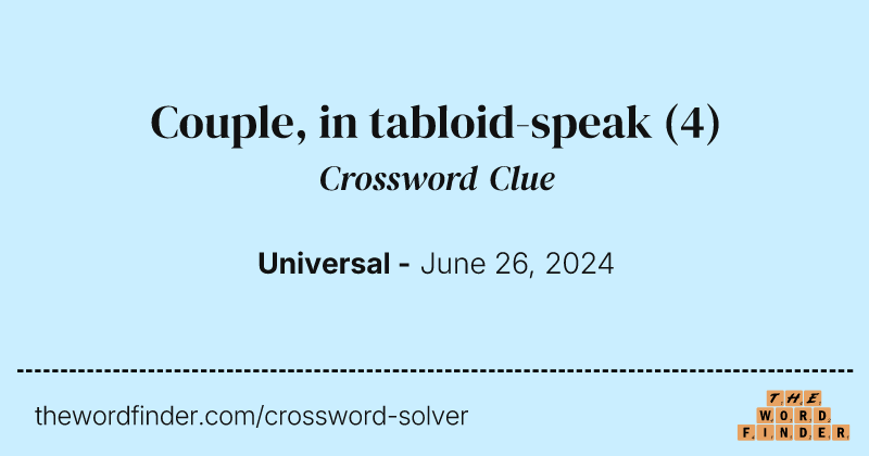 Couple, in tabloid-speak crossword clue image