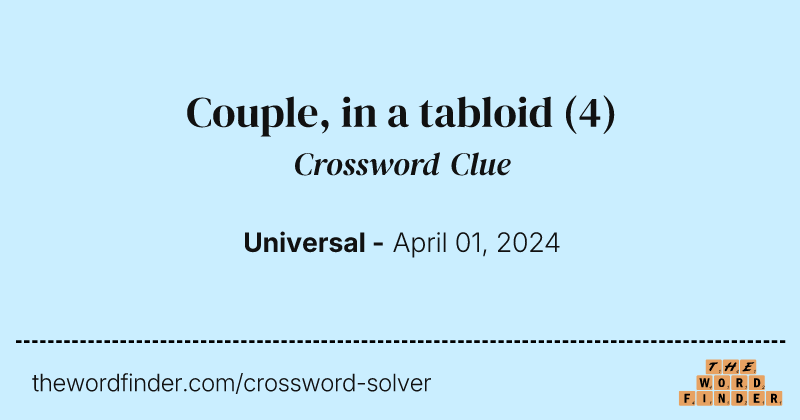 Couple, in a tabloid crossword clue image