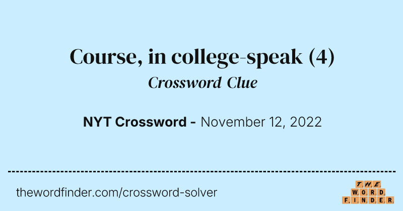 Course, in college-speak crossword clue image