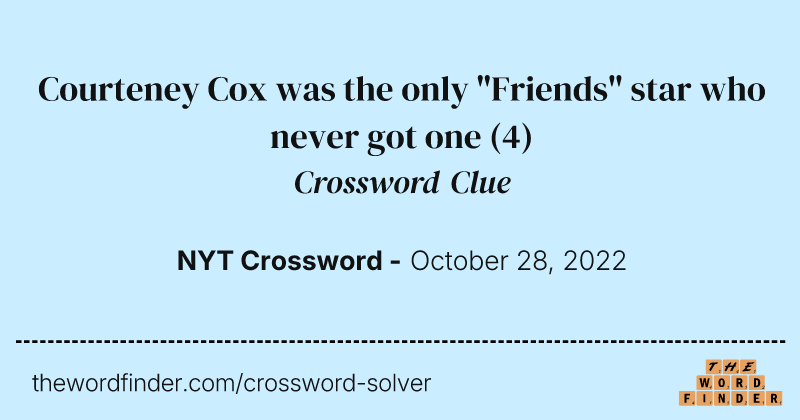 Courteney Cox was the only "Friends" star who never got one crossword clue image