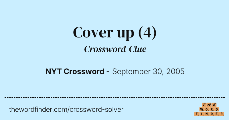 Cover up crossword clue image