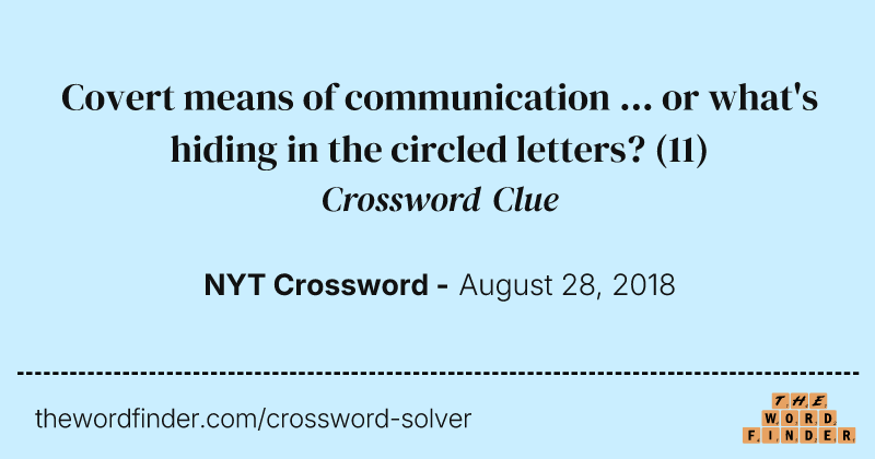 Covert means of communication ... or what's hiding in the circled letters? crossword clue image